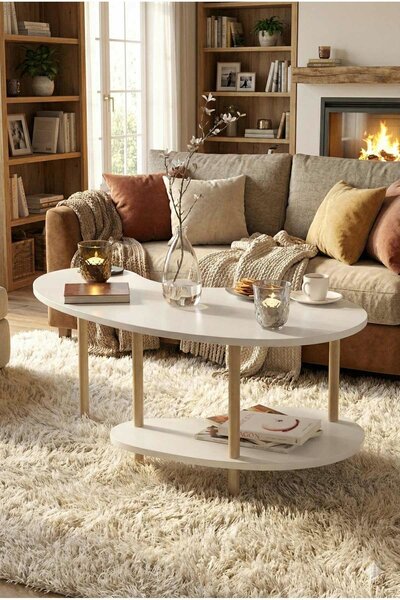Hanah Home Dohányzóasztal Fehér Tölgy Peka-0021 - Fehér, Tölgy