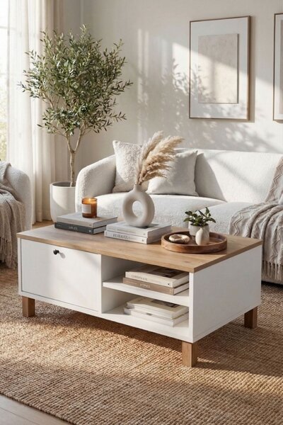Hanah Home Dohányzóasztal Fehér Tölgy Nord - ND8-SW