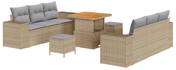 Kerti Kanapé Szett Beige és Világosszürke Poly Rattan