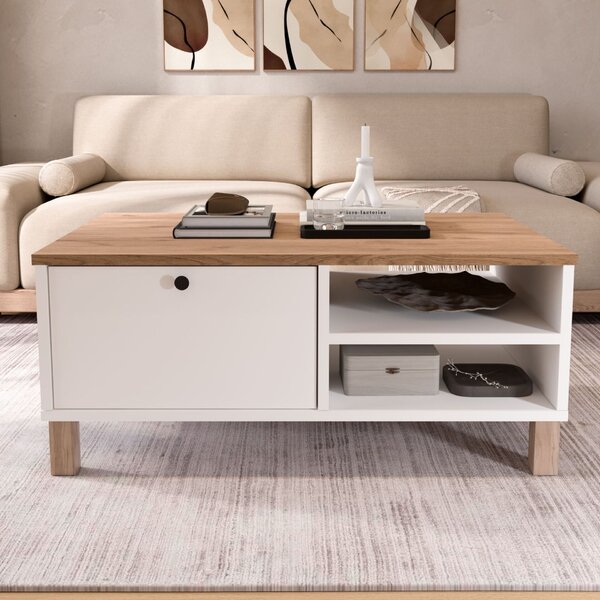 Hanah Home Dohányzóasztal Fehér Tölgy Nord - ND8-SW