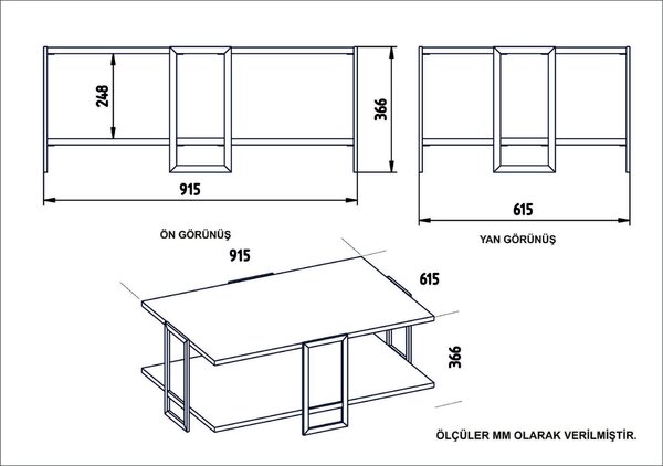 Hanah Home Dohányzóasztal, arany-fekete pöttyös - fekete
