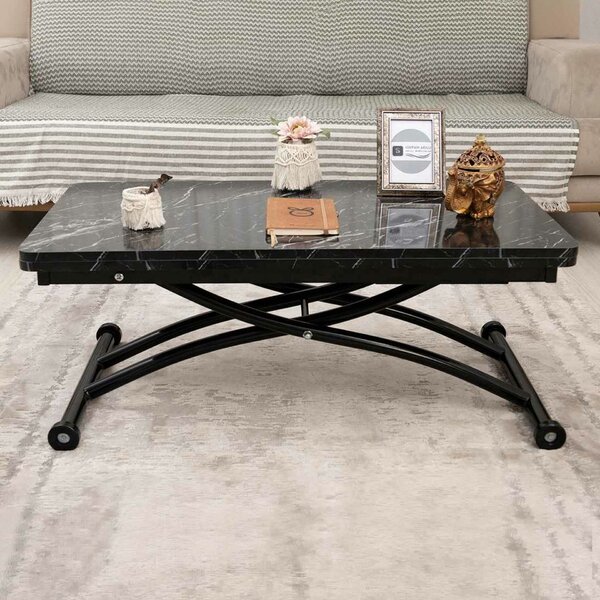 Hanah Home Coffee Table Black Marble Black Mini Juppo Ext - Black Marble, Black
