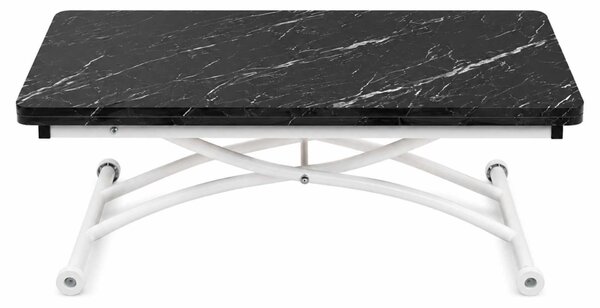 Hanah Home Dohányzóasztal Fekete márvány Fehér Mini Juppo Ext - Fekete márvány, Fehér