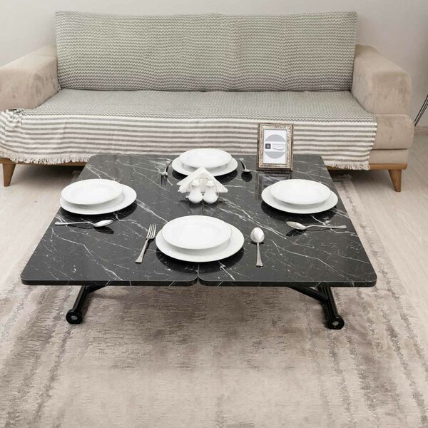 Hanah Home Coffee Table Black Marble Black Mini Juppo Ext - Black Marble, Black