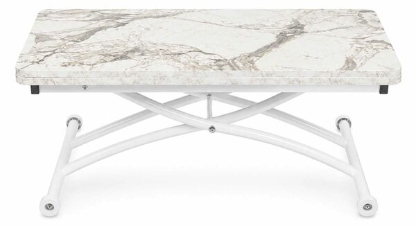 Hanah Home Dohányzóasztal Fehér Márvány White Mini Juppo Ext - Fehér Márvány, Fehér