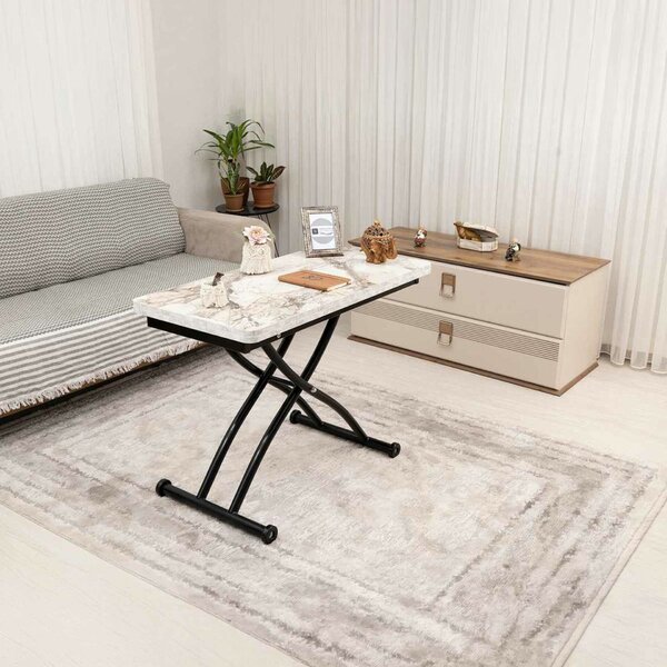 Hanah Home dohányzóasztal fehér márvány fekete Mini Juppo Ext - fehér márvány, fekete