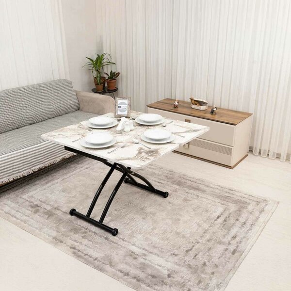 Hanah Home dohányzóasztal fehér márvány fekete Mini Juppo Ext - fehér márvány, fekete