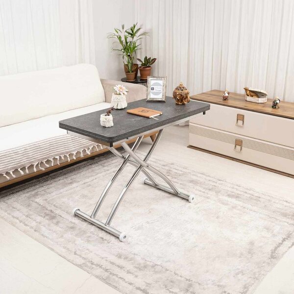 Hanah Home Dohányzóasztal Antracit Króm Mini Juppo Ext - Antracit, Króm