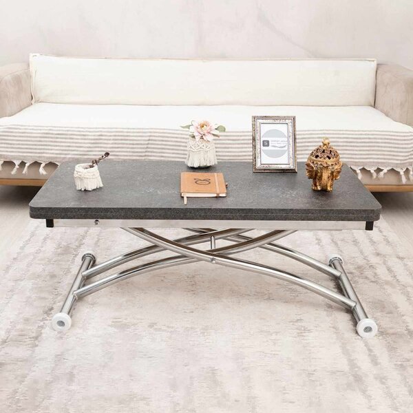 Hanah Home Dohányzóasztal Antracit Króm Mini Juppo Ext - Antracit, Króm