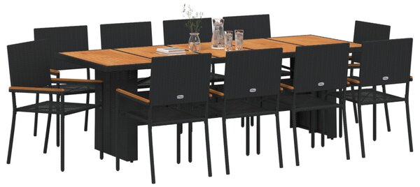 Kert étkező szett 11 pcs Fekete polirattan