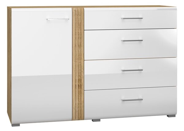 ALIZA kombinált fiókos komód - szélesség 134 cm, castello tölgy / fehér