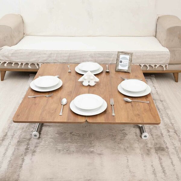 Hanah Home Coffee Table Walnut Chrome Mini Juppo Ext - Walnut, Chrome