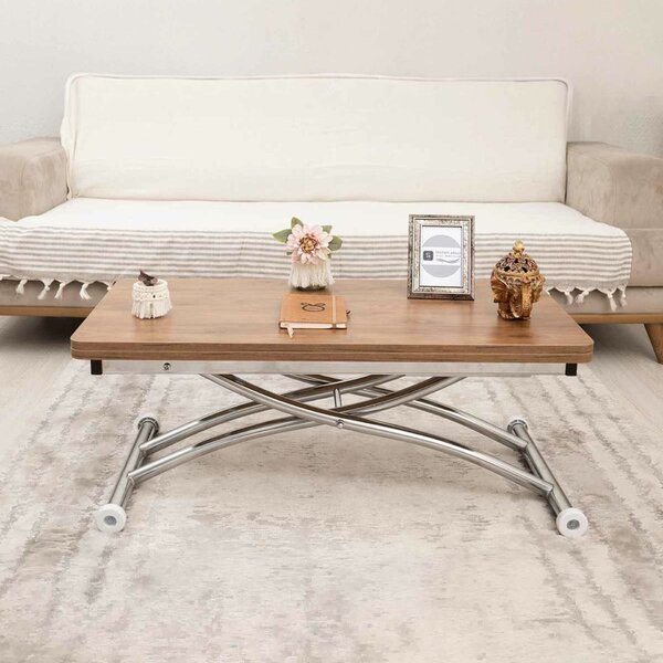 Hanah Home Coffee Table Walnut Chrome Mini Juppo Ext - Walnut, Chrome