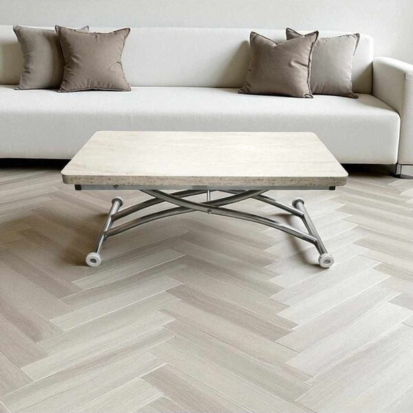 Hanah Home Coffee Table Travertine Chrome Mini Juppo Ext - Travertine, Chrome