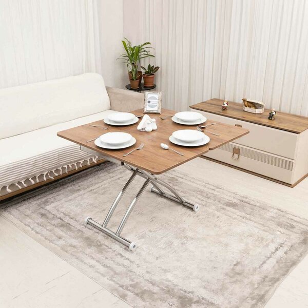 Hanah Home Coffee Table Walnut Chrome Mini Juppo Ext - Walnut, Chrome