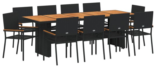 Kert étkező szett 11 pcs Fekete polirattan