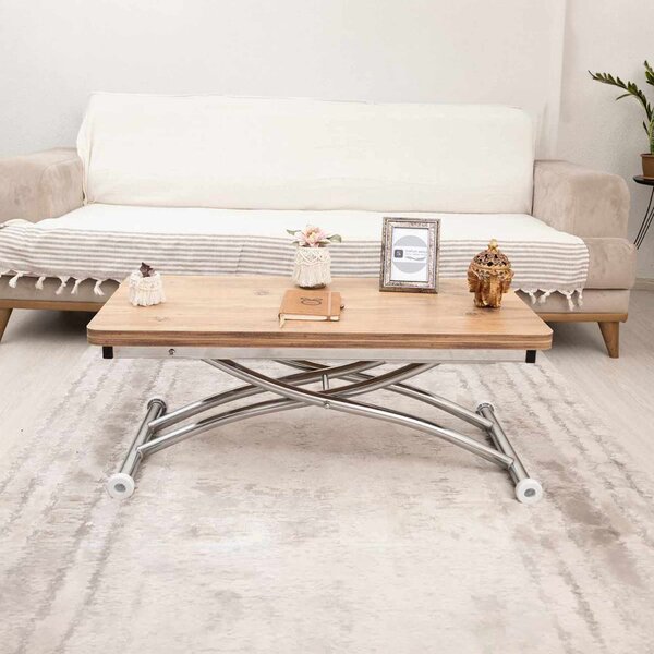 Hanah Home Mini Juppo Ext dohányzóasztal - Fenyő, Króm
