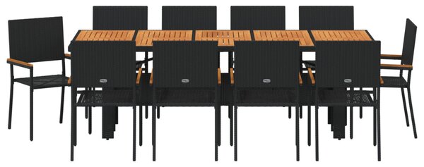 Kert étkező szett 11 pcs Fekete polirattan