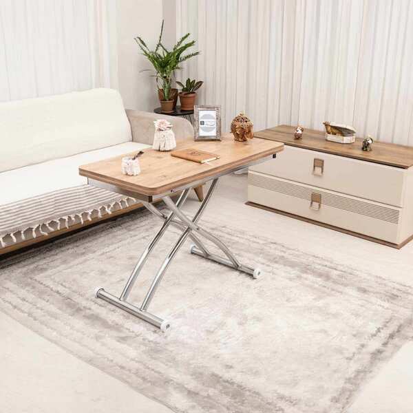 Hanah Home Mini Juppo Ext dohányzóasztal - Fenyő, Króm