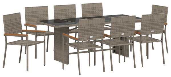 Kert étkező szett 9 pcs Szürke polirattan