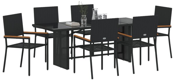 Kert étkező szett 7 pcs Fekete polirattan