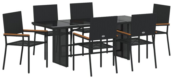 Kert étkező szett 7 pcs Fekete polirattan