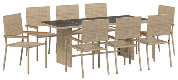 Kert étkező szett 9 pcs Bézs polirattan