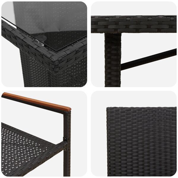Kert étkező szett 7 pcs Fekete polirattan