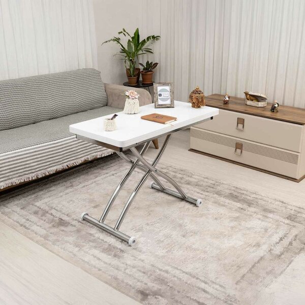 Hanah Home Mini Juppo Ext Fehér Króm Dohányzóasztal - Fehér, Króm