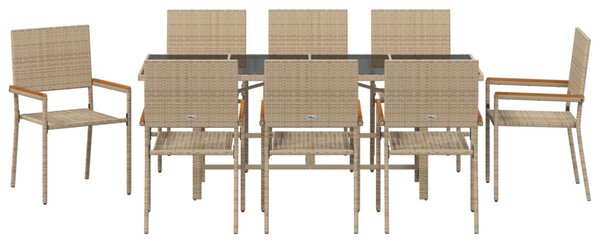 Kert étkező szett 9 pcs Bézs polirattan