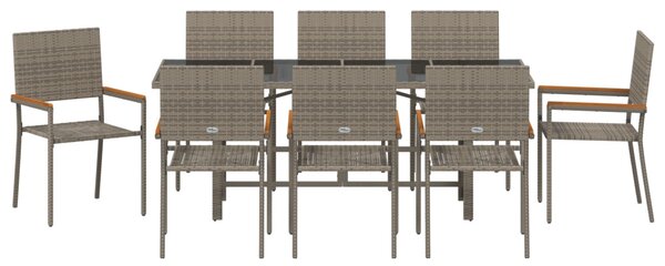 Kert étkező szett 9 pcs Szürke polirattan