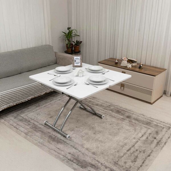 Hanah Home Mini Juppo Ext Fehér Króm Dohányzóasztal - Fehér, Króm