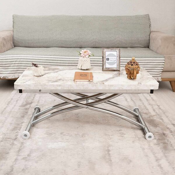 Hanah Home Mini Juppo Ext dohányzóasztal, fehér márvány, króm