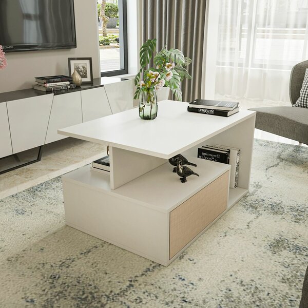 Hanah Home Coffee Table Beige White Mana - Beige, White