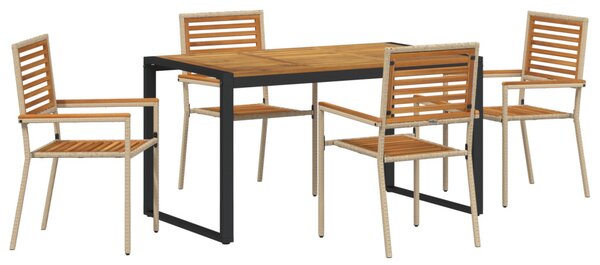 Kert étkező szett 5 db Beige és barna polirattan