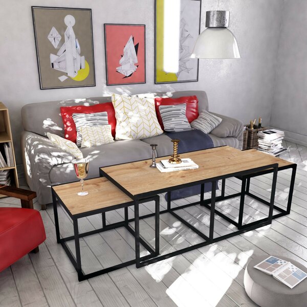 Hanah Home dohányzóasztal tölgy fekete Gigante