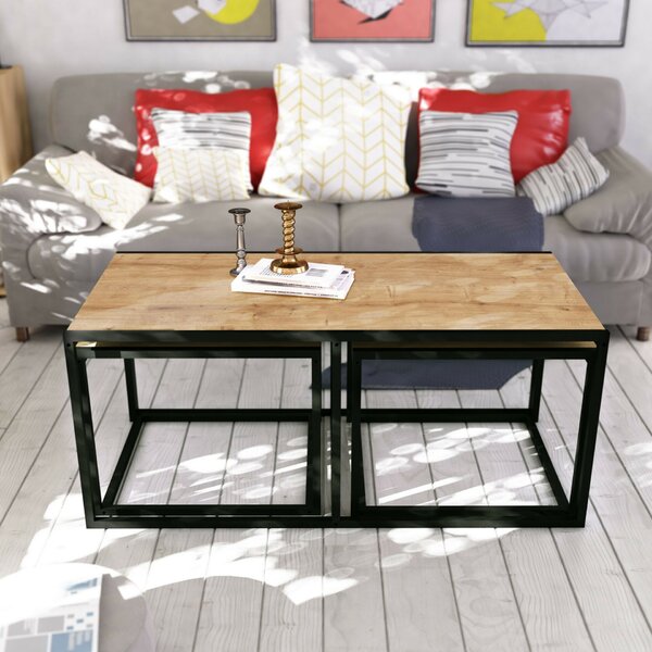 Hanah Home dohányzóasztal tölgy fekete Gigante