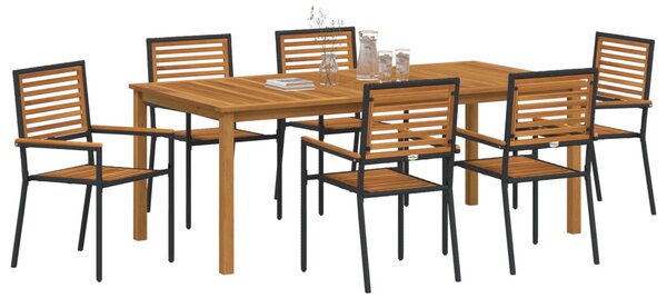 Kert étkező szett 7 pcs Fekete Tömör Akácfa