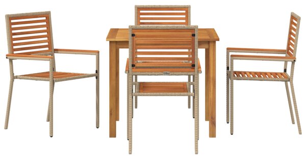 Kert étkező szett 5 pcs Bézs Tömör Akácfa