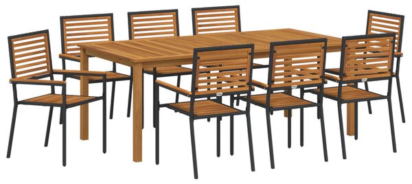 Kert étkező szett 9 pcs Fekete Tömör Akácfa