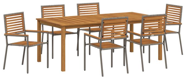 Kert étkező szett 7 pcs Szürke Tömör Akácfa