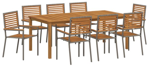 Kert étkező szett 9 pcs Szürke Tömör Akácfa