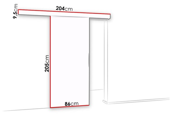 PALMIRA tolóajtó tükörrel - 80 cm, fehér
