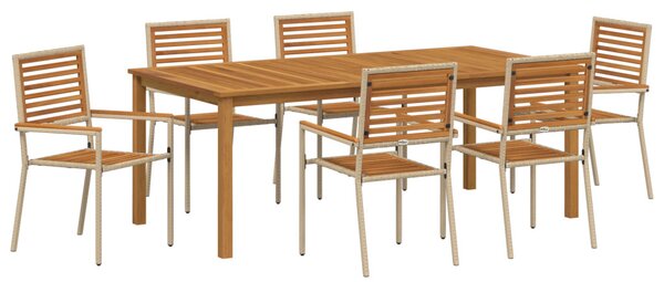 Kert étkező szett 7 pcs Bézs Tömör Akácfa