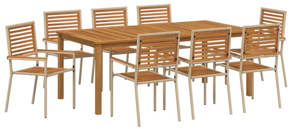 Kert étkező szett 9 pcs Bézs Tömör Akácfa