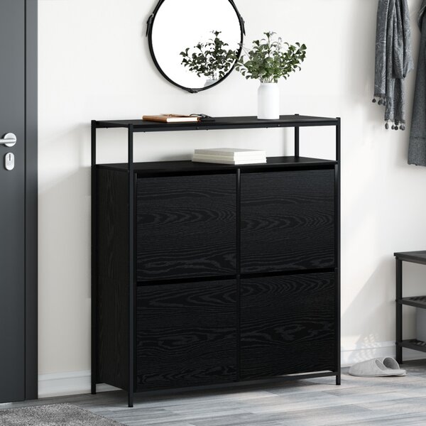 Cipőszekrény polcokkal Fekete tölgy 100 x 34 x 112 cm Faanyag