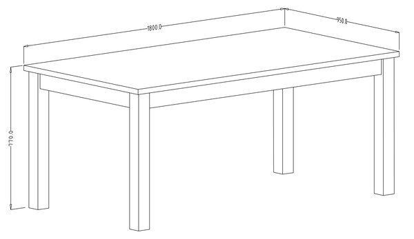 Étkezőasztal OKAL - 180 cm, Appenzelli lucfenyő / fekete