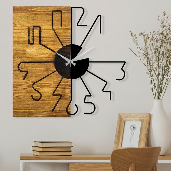Wallity Decorative Wooden Wall Clock Walnut Black Wooden Clock 29