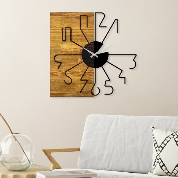 Wallity Decorative Wooden Wall Clock Walnut Black Wooden Clock 29