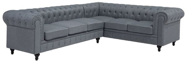 Sarokkanapé 6 személyes CHESTERFIELD Szürke Bal oldali